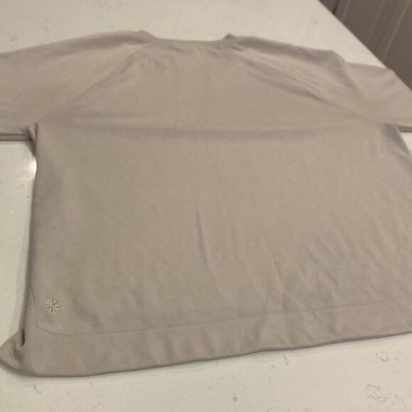 Athleta Seasoft Taupe Grey Buttery Boxy Crew Sweater XL l - Picture 7 of 7